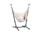 Gardeon Hammock Chair Outdoor Camping Hanging with Stand Cream