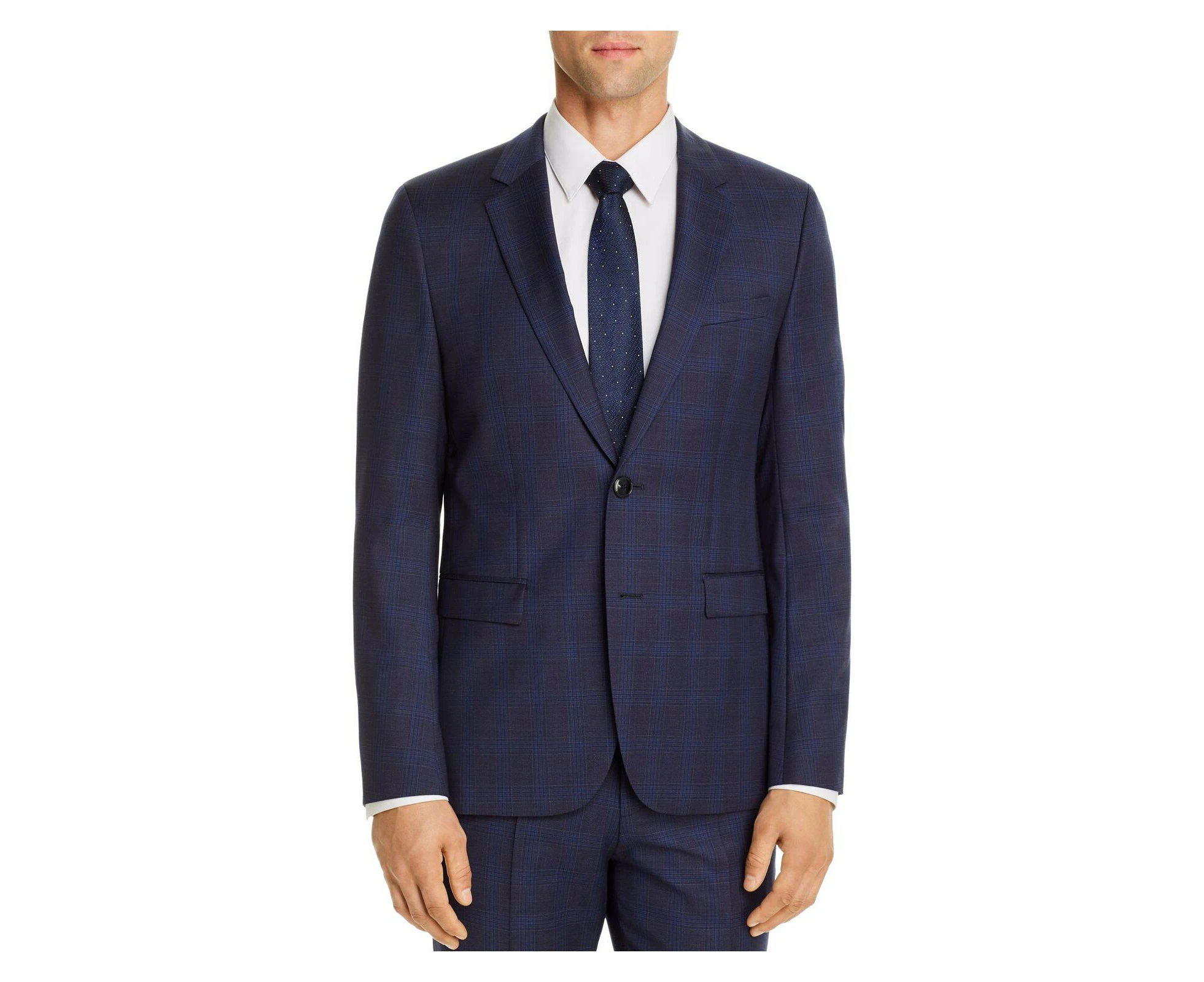 HUGO BOSS Mens Navy Check Extra Slim Fit Suit Separate Blazer Jacket 40R