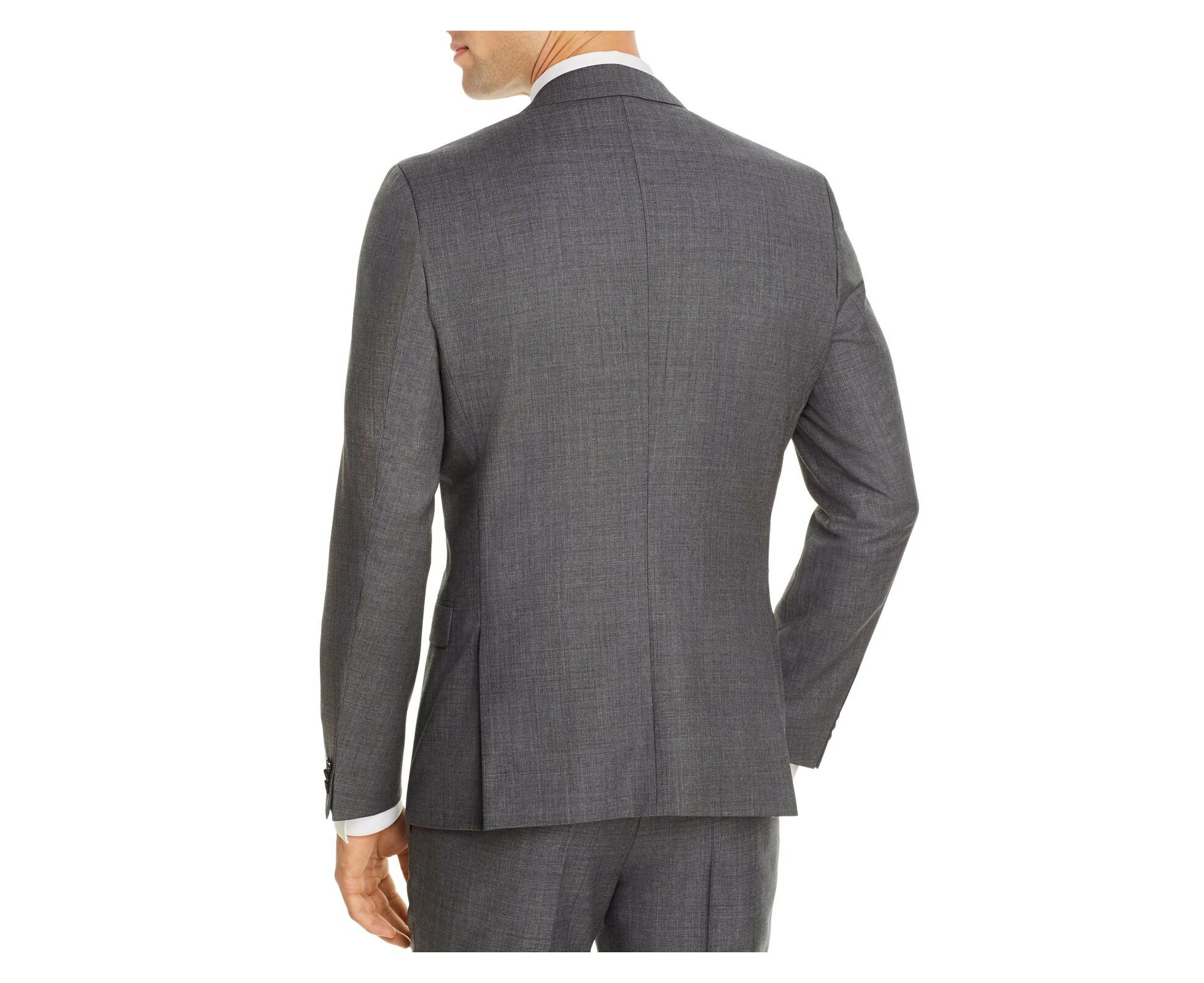 HUGO BOSS Mens Arti Sharkskin Gray Single Breasted, Extra Slim Fit Wool Blend Suit Separate Blazer Jacket 46R