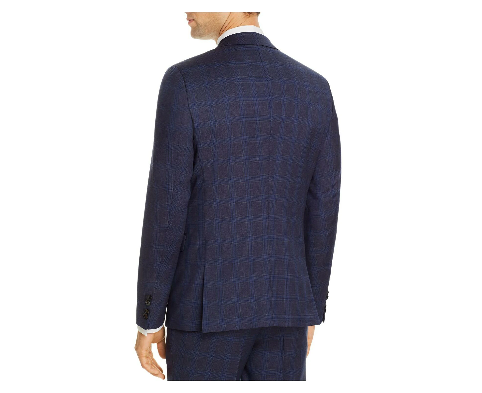 HUGO BOSS Mens Navy Check Extra Slim Fit Suit Separate Blazer Jacket 40L