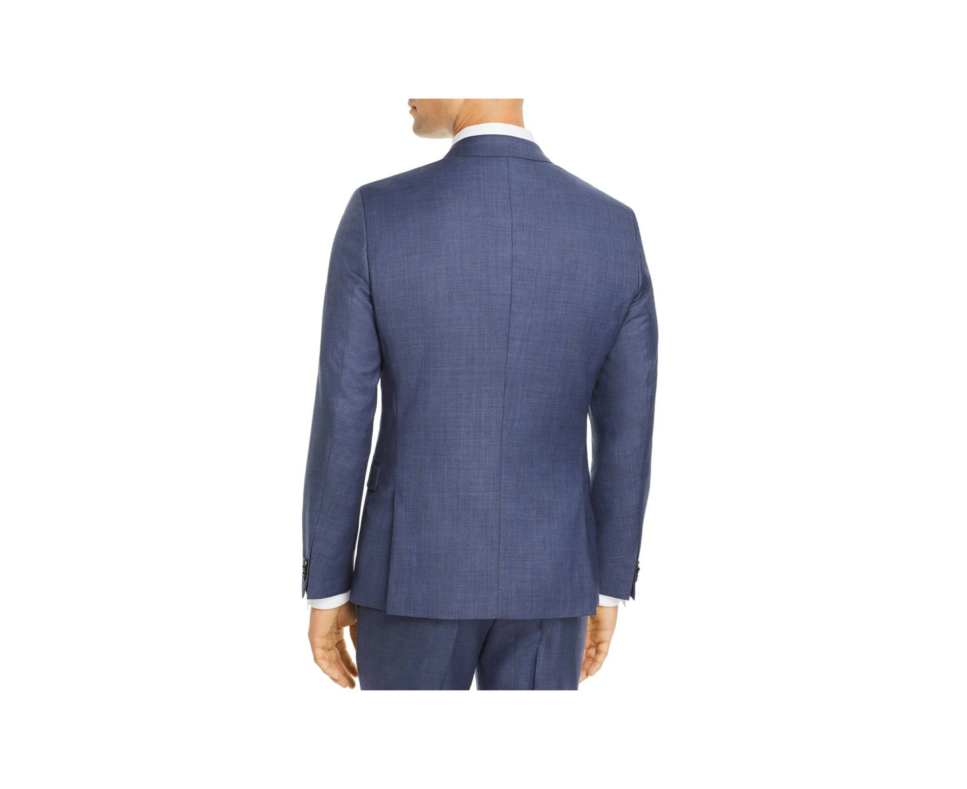 HUGO BOSS Mens Sharkskin Blue Single Breasted, Patterned Extra Slim Fit Wool Blend Blazer 44R