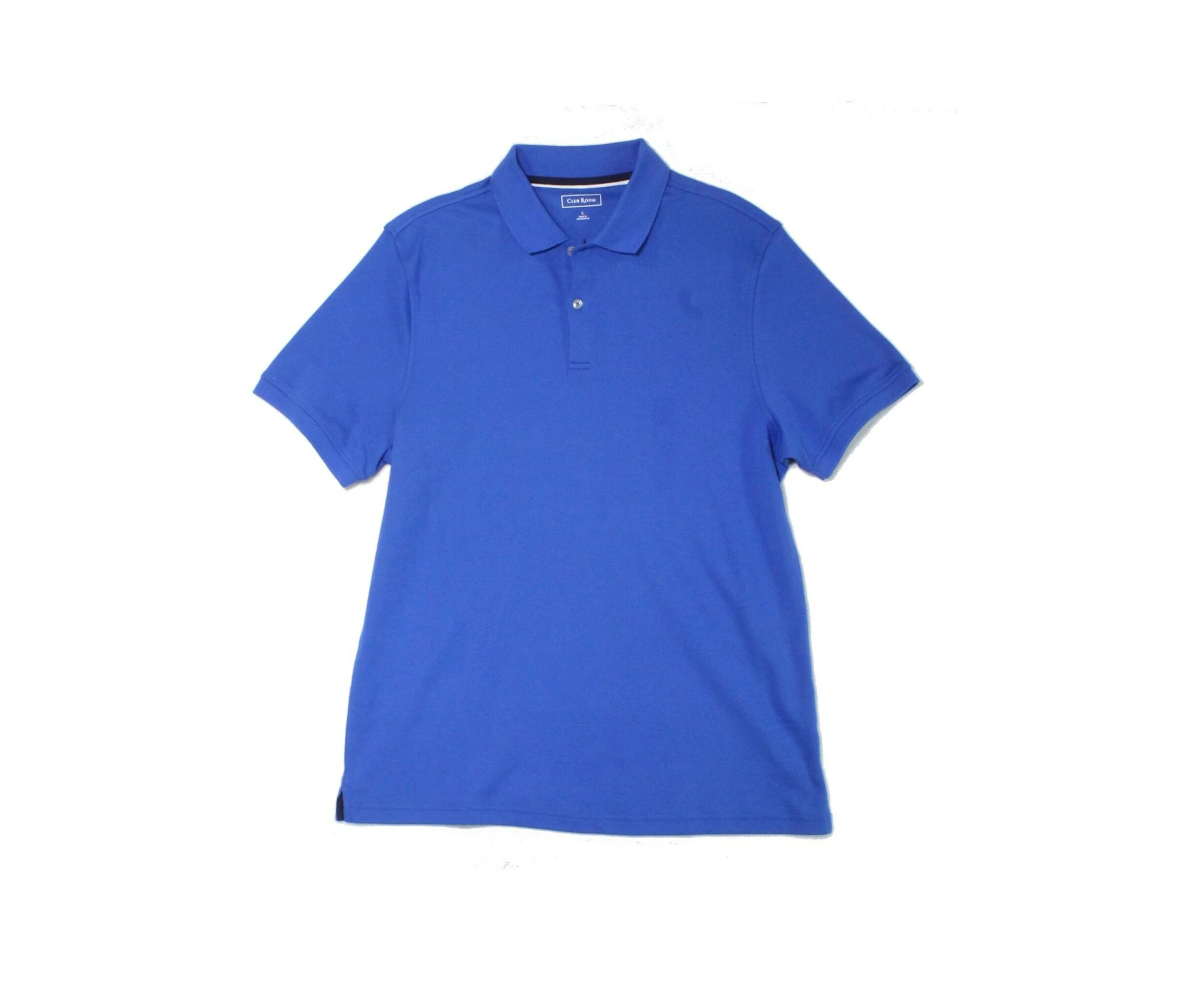 CLUBROOM Mens Soft Touch Interlock Blue Classic Fit Polo S