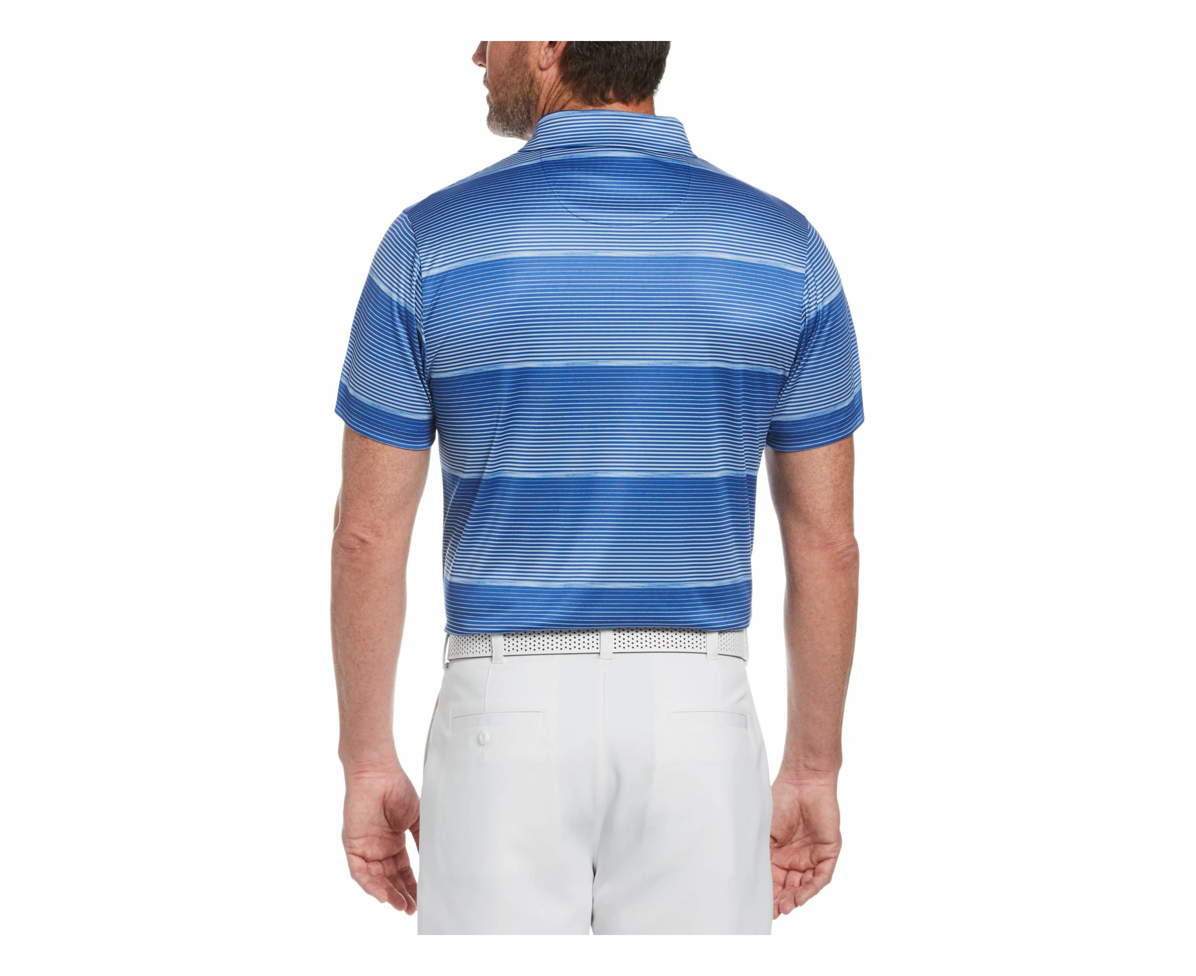 HYBRID APPAREL Mens Blue Striped Athletic Fit Moisture Wicking Polo S