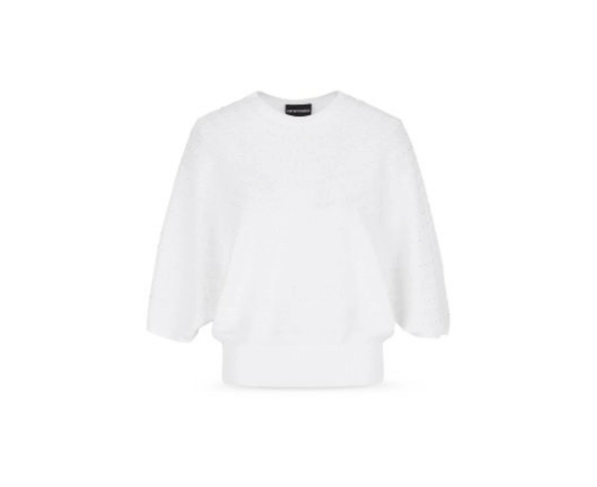 ARMANI Womens White Stretch Ribbed Crew Neck Sweater 44