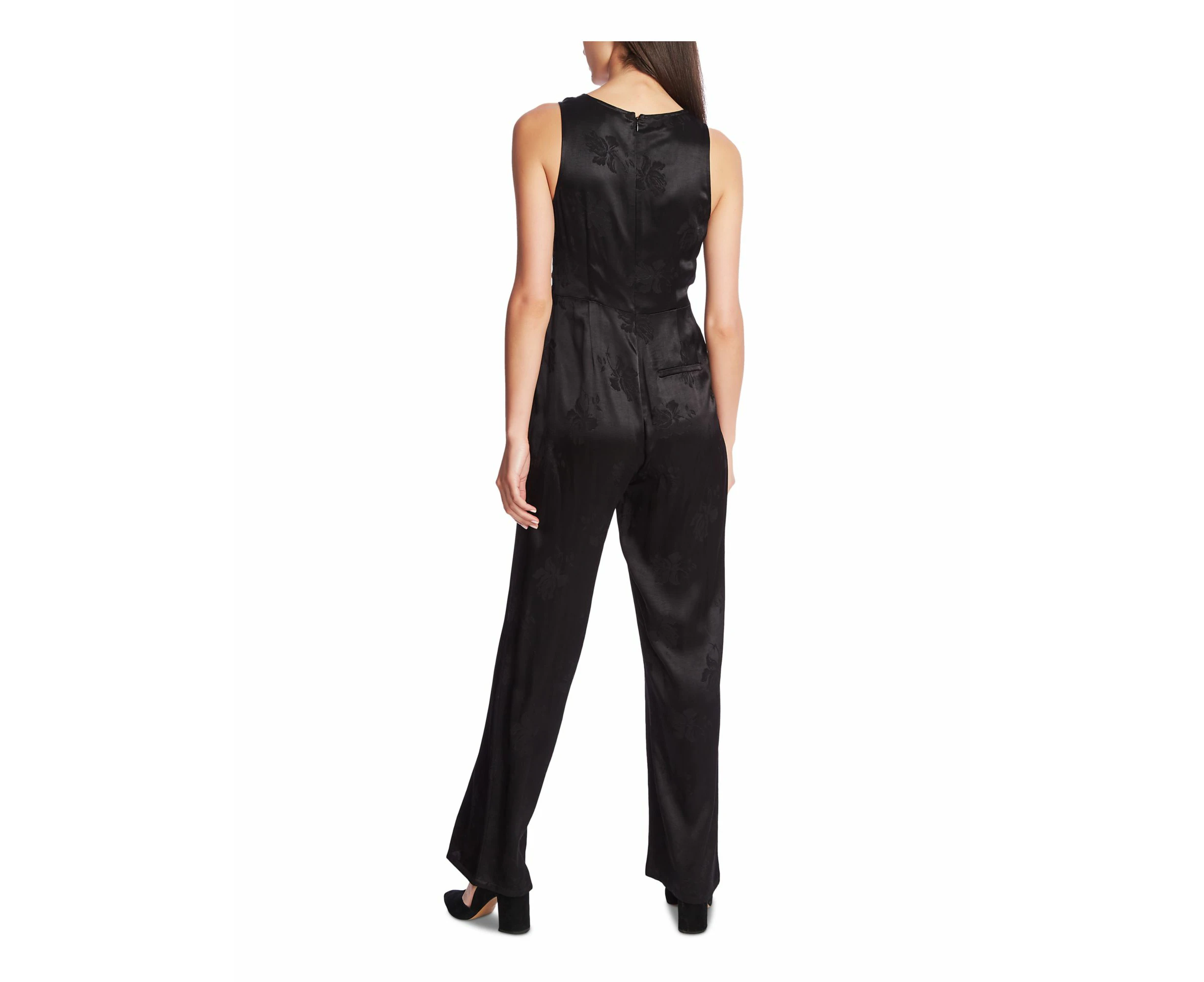 1. STATE Womens Black Sleeveless V Neck Evening Straight leg Jumpsuit 12