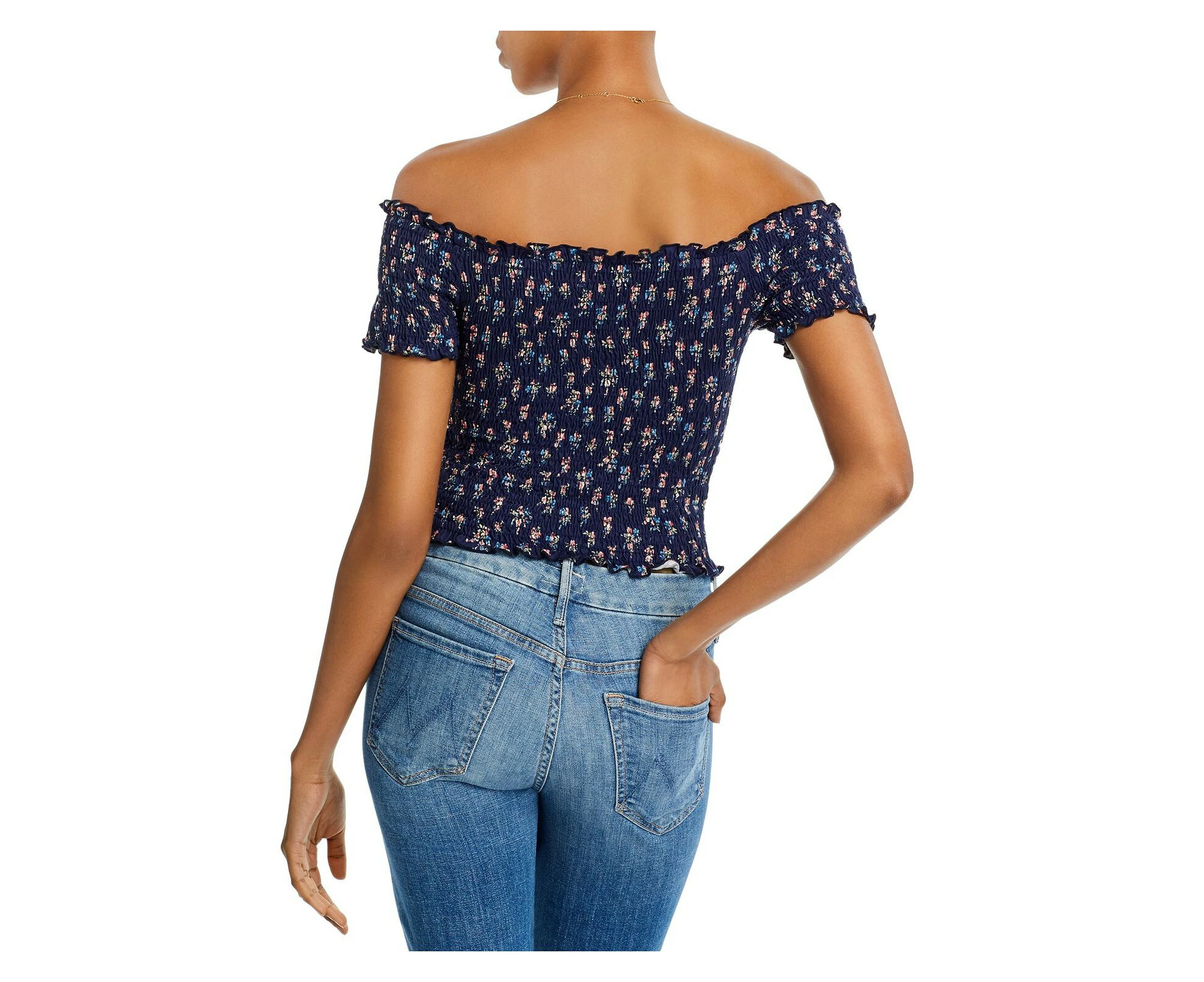 AQUA Womens Off Shoulder Crop Top