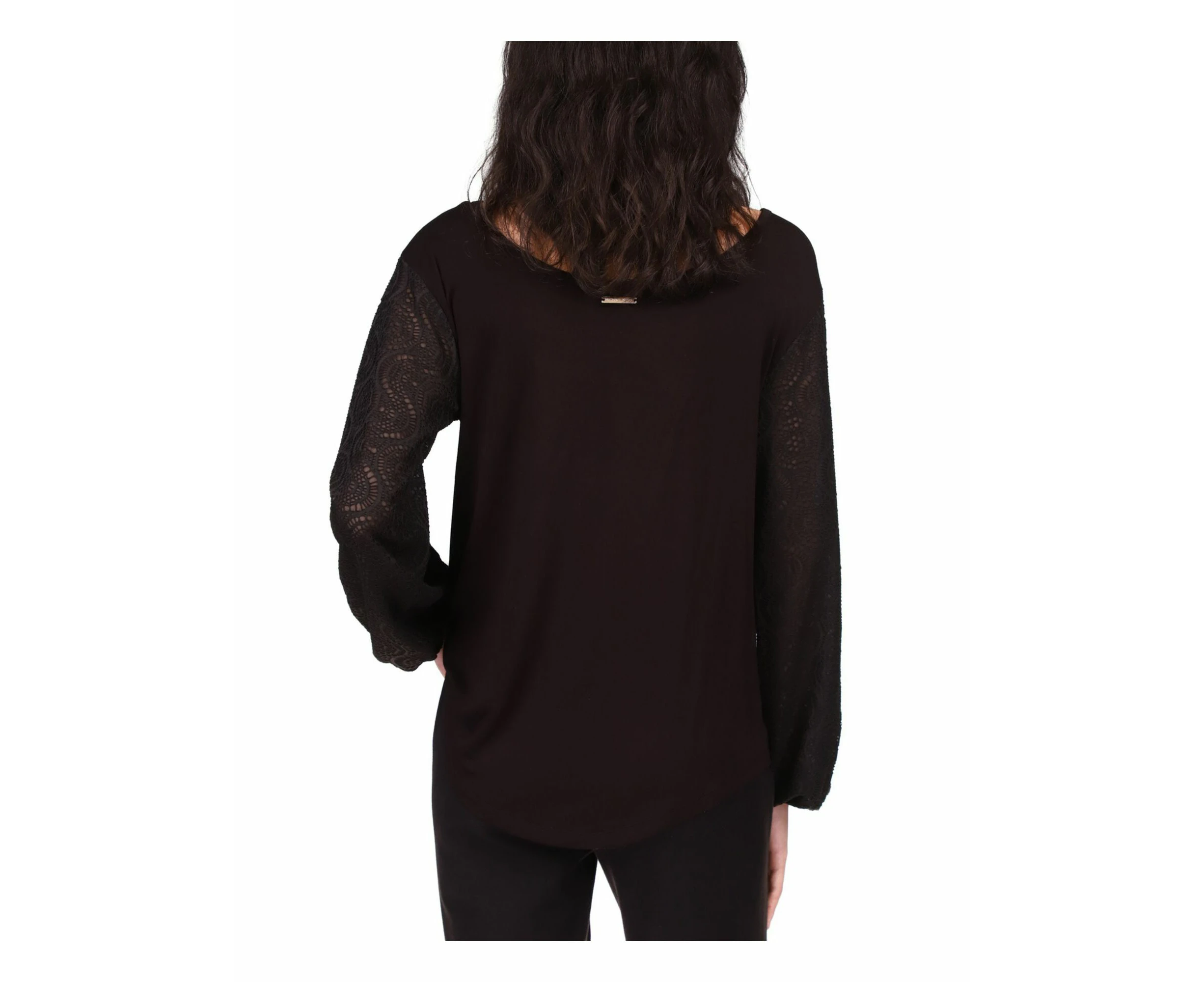 MICHAEL MICHAEL KORS Womens Black Stretch Blouson Sleeve Scoop Neck Top XS