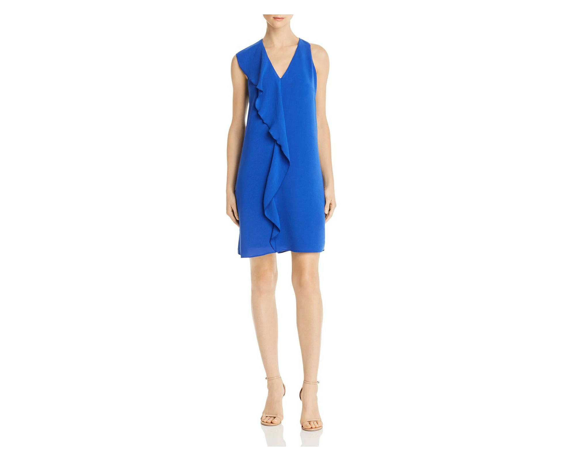 ADRIANNA PAPELL Womens Sleeveless V Neck Above The Knee Cocktail Sheath Dress