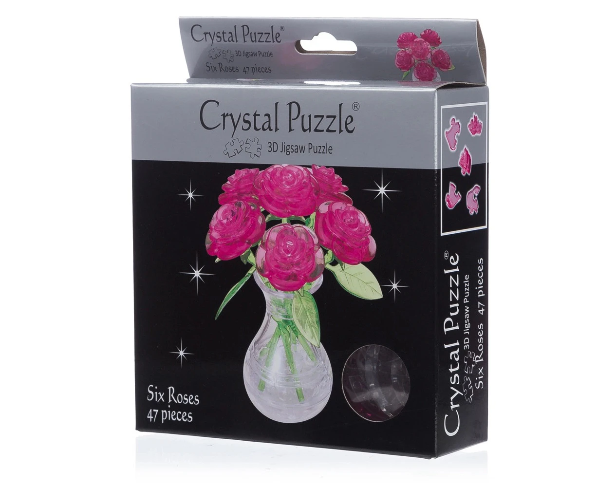 3D Crystal Puzzles Pink 6 Roses Jigsaw Puzzle