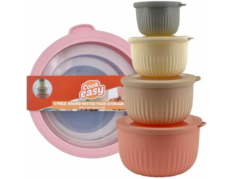 Set of 4 Round Nested Food Storage Container Set