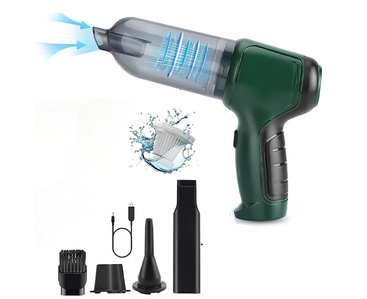 3 in 1 Wireless Handheld Car Vacuum Cleaner Air Blower USB- Rechargeable - Green