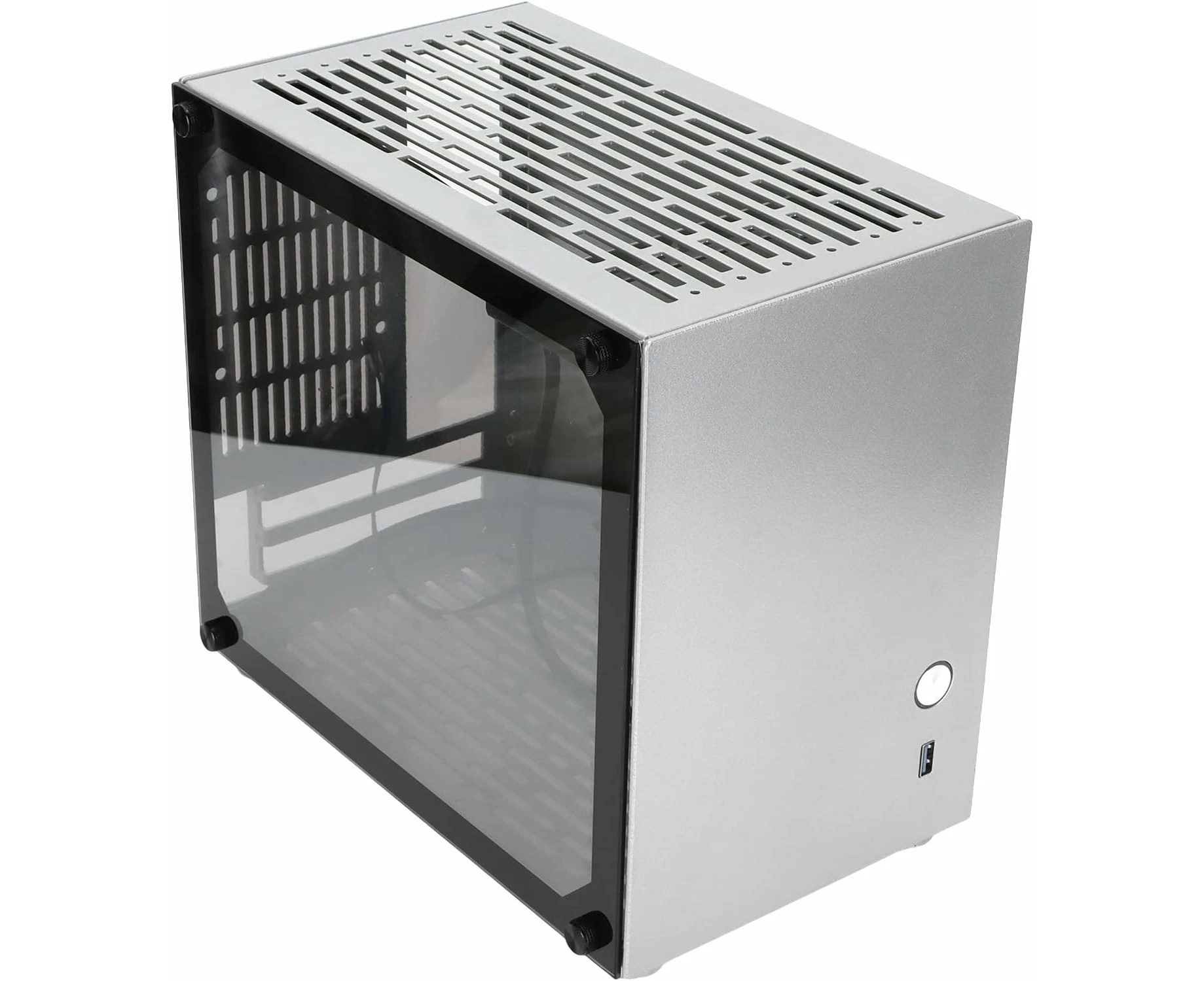 Dark Player Mini ITX Computer Case Tower with Side Tempered Glass Panel