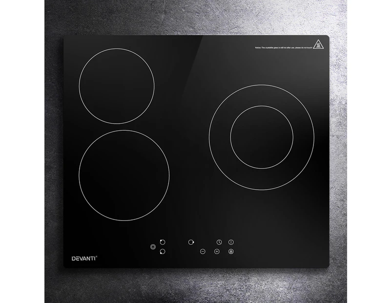 Devanti Electric Ceramic Cooktop 60cm Kitchen Cooker 4 Burner Hob Touch Control 5200W