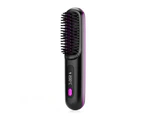 Portable Cordless Hair Straightener Brush with LED Display Negative Ion Heating Hair Straightening Comb-Black