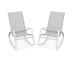 Costway 2PCs Patio Rocking Chair Outdoor Sling Fabric Rocker Metal Frame Backyard, Porch, Poolside