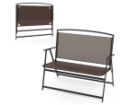 Costway 2-Person Folding Outdoor Garden Bench Patio Loveseat Chair Metal Porch Backyard