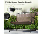 Costway 2-Person Folding Outdoor Garden Bench Patio Loveseat Chair Metal Porch Backyard