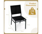 Costway Outdoor Aluminum Patio Chair Set of 2 Outdoor Armless Dining Chair Black