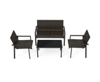 Costway Patio Furniture Set Outdoor Set Comfortable Seats Metal framework Brown