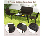 Costway Patio Furniture Set Outdoor Set Comfortable Seats Metal framework Brown