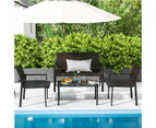 Costway Patio Furniture Set Outdoor Set Comfortable Seats Metal framework Brown