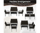 Costway Patio Furniture Set Outdoor Set Comfortable Seats Metal framework Brown