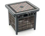 Costway Outdoor Coffee Table Patio Side Table Rattan Square End Table w/Umbrella Hole Garden & Balcony Black