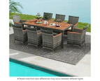 Costway Outdoor Acacia Wood 9 Pieces Wicker Dining Conversation Set for Garden, Yard