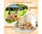 Costway Kids Wooden Table Set Outdoor Picnic Furniture Set w/Removable Umbrella Backyard Garden Natural