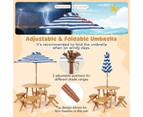 Costway Kids Wooden Table Set Outdoor Picnic Furniture Set w/Removable Umbrella Backyard Garden Natural