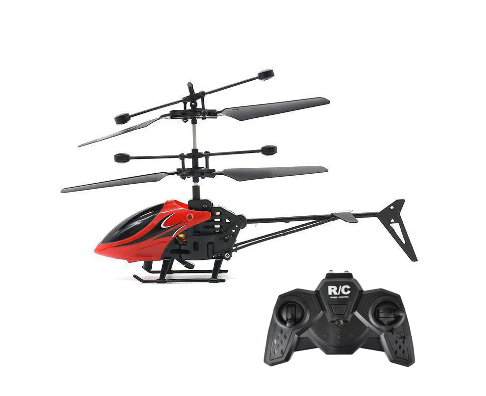 RC Helicopter Toy USB Charging Remote Control Aircraft Kids Flying Toy -Red