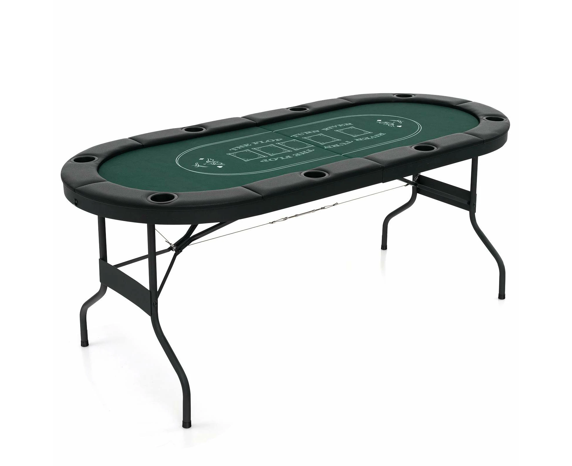 Costway 8-Player Foldable Poker Table Card Table w/8 Cup Holders Game Table Green