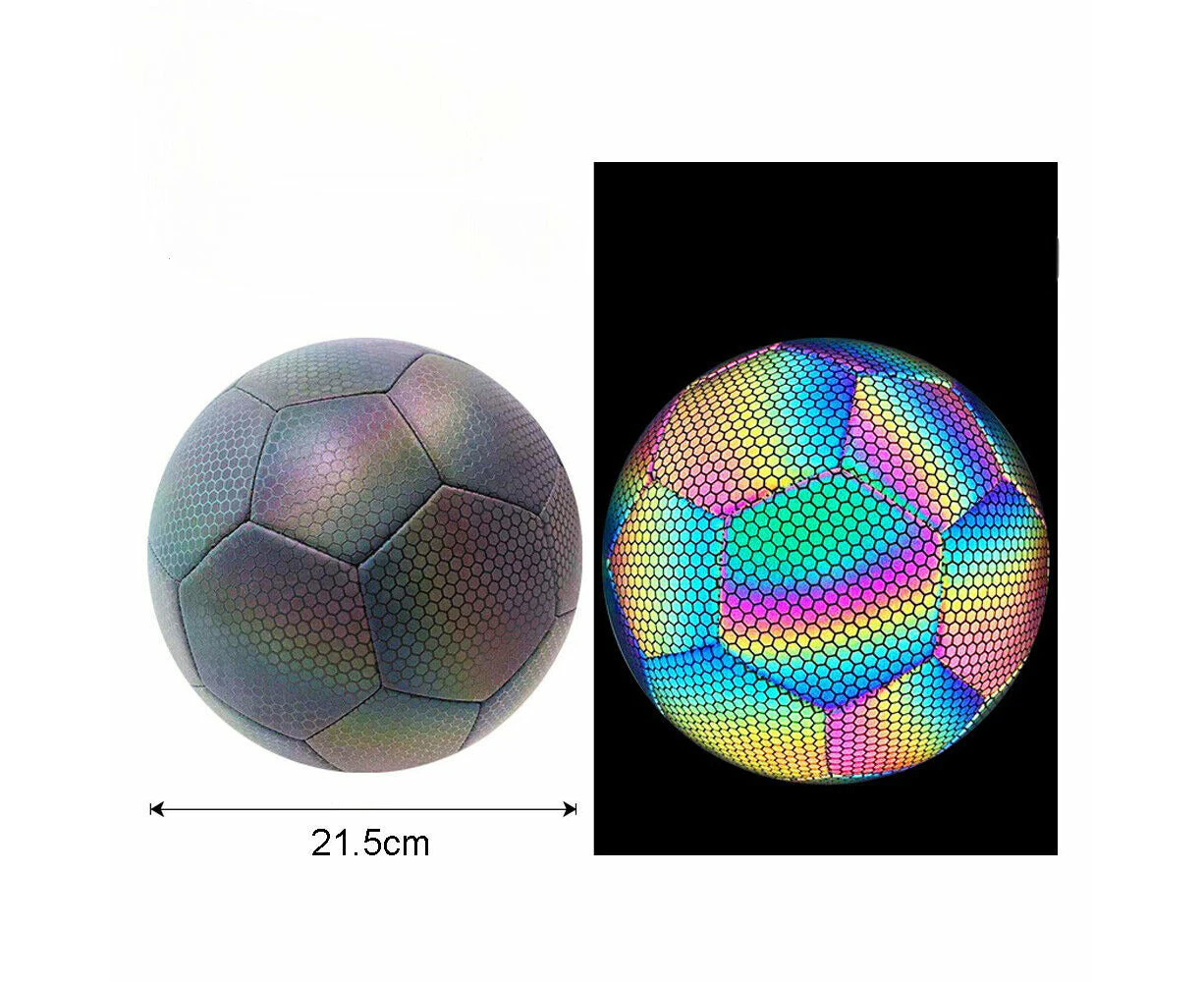 Luminous Reflective Soccer Ball for Night Training Glow Football for Students - 21.5cm Rainbow Grey