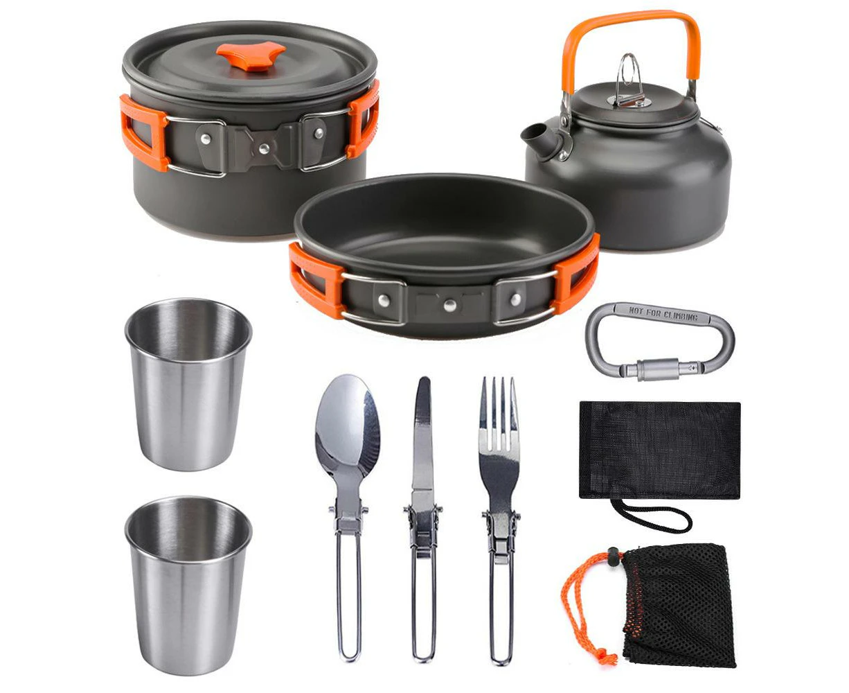 10PCS  Camping Cookware Stove Kettle Mess Kit - Camping Cooking Set - Camping Pots and Pans Set - Camp Accessories- Backpacking Supplies Survival Gear