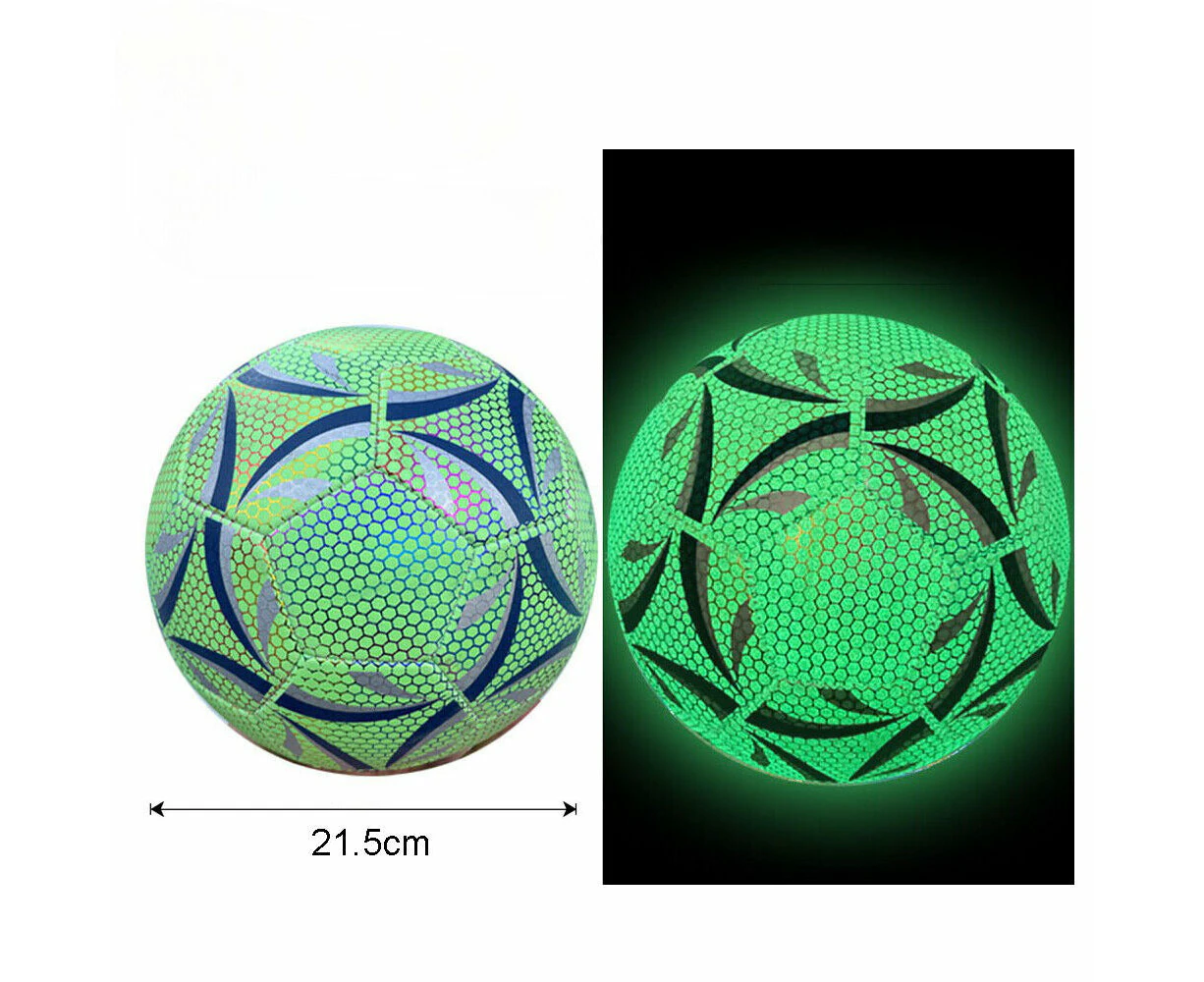 Luminous Reflective Soccer Ball for Night Training Glow Football for Students - 21.5cm Fluorescent Green