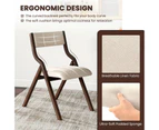 Costway Folding Dining Chair Set of 2 Upholstered Armless Chair Linen Fabric Chairs Coffee