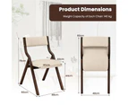 Costway Folding Dining Chair Set of 2 Upholstered Armless Chair Linen Fabric Chairs Coffee