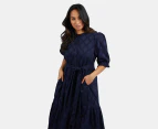 Elm Women's Ottilie Broderie Dress - Navy