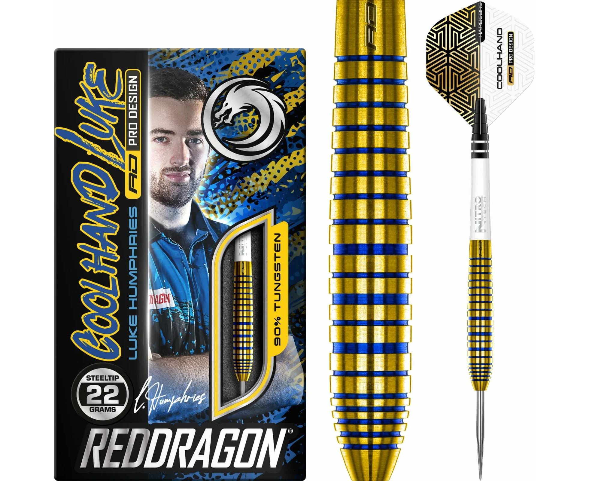 Red Dragon Luke Humphries "Cool Hand Luke" TX3 Gold SE 90% Tungsten Dart Set