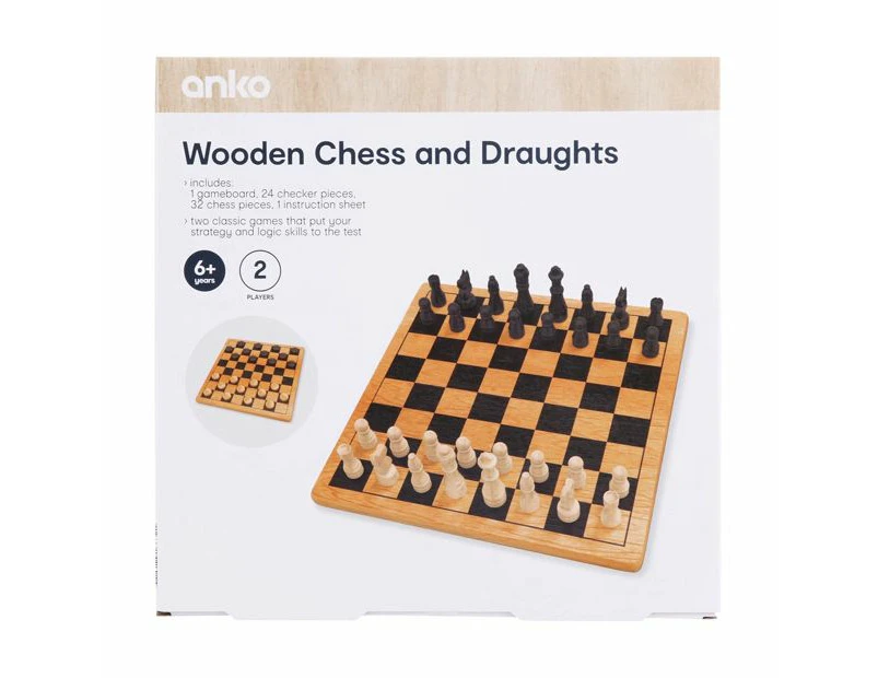 Wooden Chess and Draughts Game - Anko