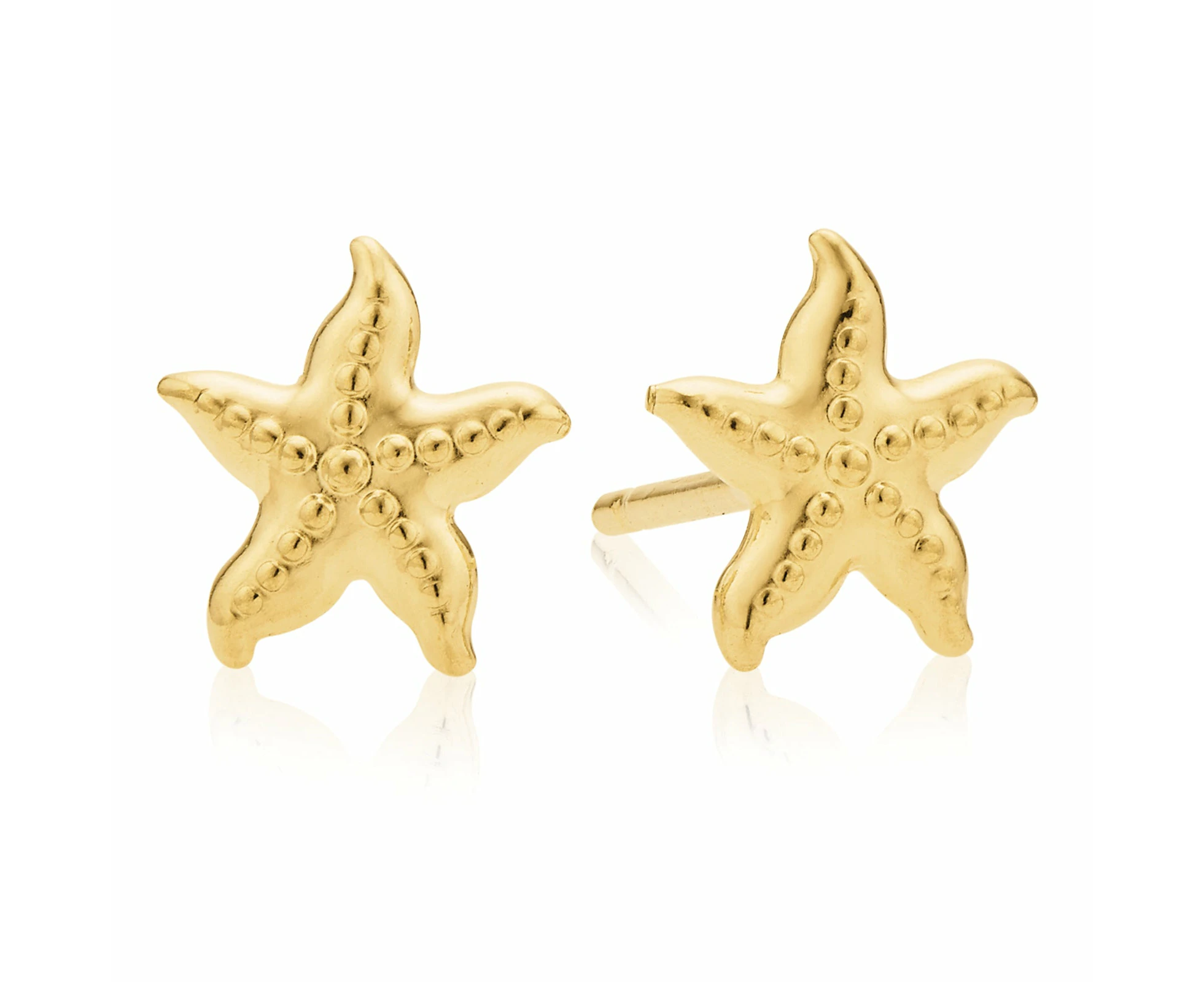 9ct Yellow Gold Silver Filled Starfish Stud Earrings