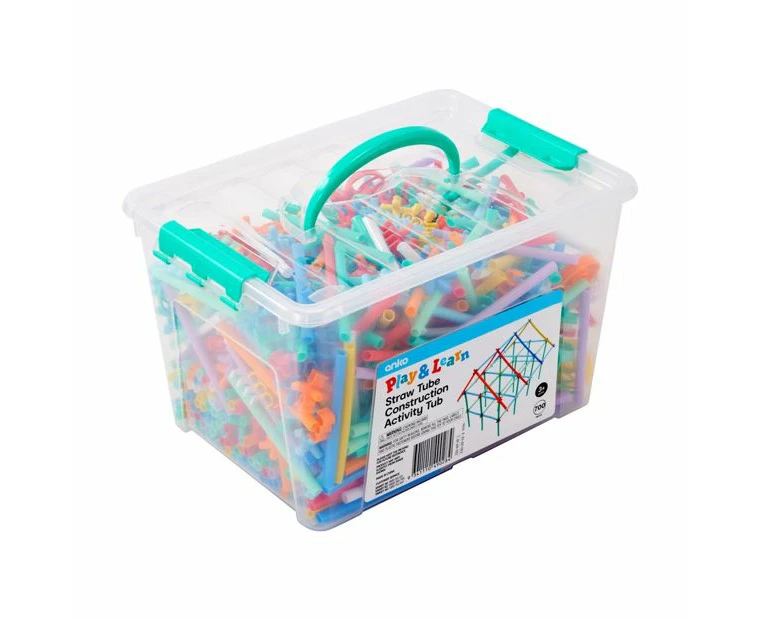 700 Piece Play and Learn Straw Tube Construction Activity Tub - Anko