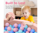 PlayPals Foam Ball Pit Soft Round Ball Pool Playpen Fence with 200 Balls Pink