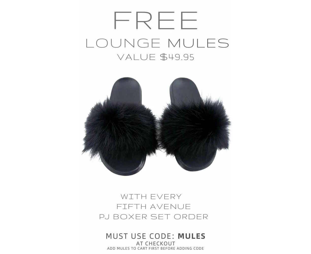 BLACK FAUX FUR LOUNGE SLIDES