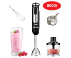 800W Stainless Steel Portable Stick Hand Blender Set Mixer Food Processor