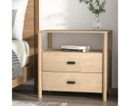 Artiss Bedside Table Nightstand 2 Drawers - Pine