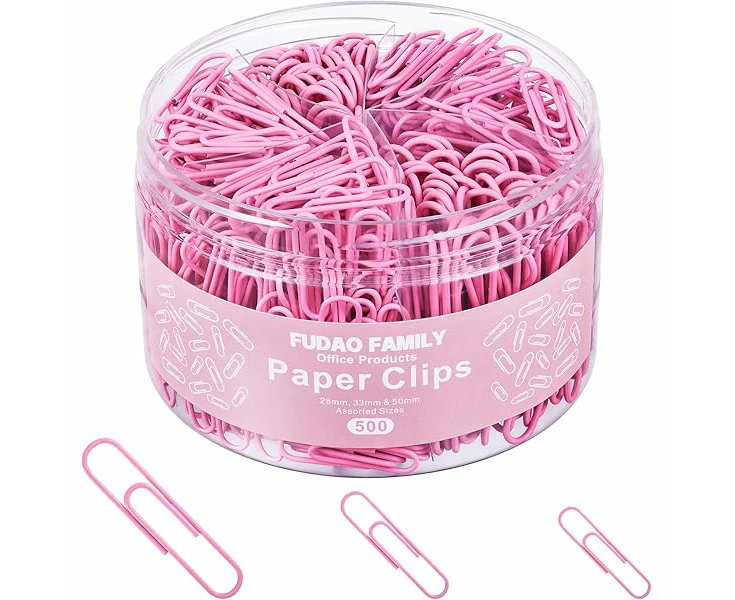 500pcs Paper Clips Assorted Sizes, Small, Medium and Large（1.1inch, 1.3inch and 2inch) Paper Clips