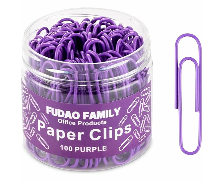 Jumbo Paper Clips, 2 Inch Large Paper Clip, 100 pcs Paperclips (Jumbo, Purple)