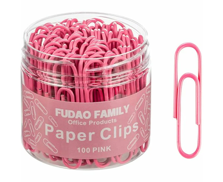 Jumbo Paper Clips, 2 Inch Large Paper Clip, 100 pcs Paperclips (Jumbo, Pink)