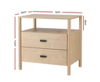 Artiss Bedside Table Nightstand 2 Drawers - Pine